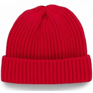 KBETHOS Vibrant Red Ribbed Knit Hat